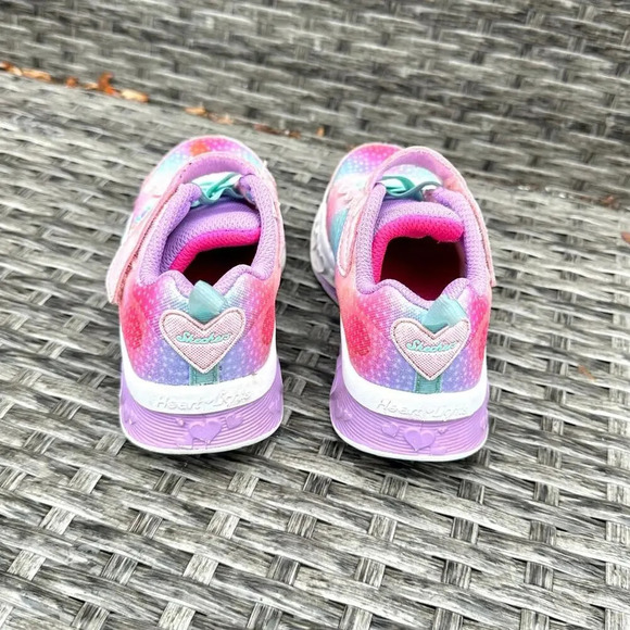 Skechers Kids Flutter Heart Lights - Groovy‎ Swirl Girl Sneakers Size 9 - Picture 3 of 8